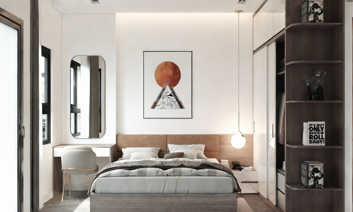 Phòng ngủ trong nhà nhỏ 4x10m được tận dụng tối đa không gian