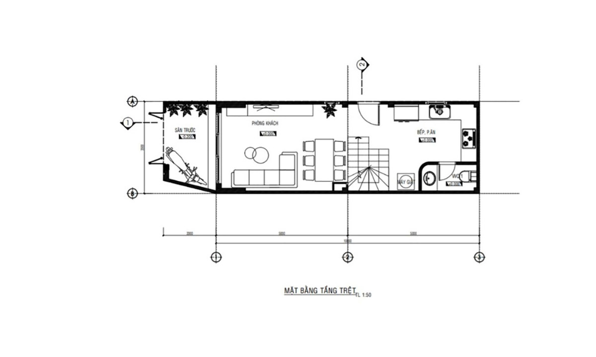Bản vẽ mặt bằng nội thất nhà 4x10m với các khu vực chức năng khoa học