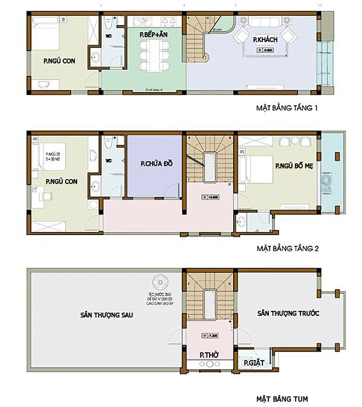 Bản vẽ thiết kế nhà 5x12m 2 tầng 1 tum