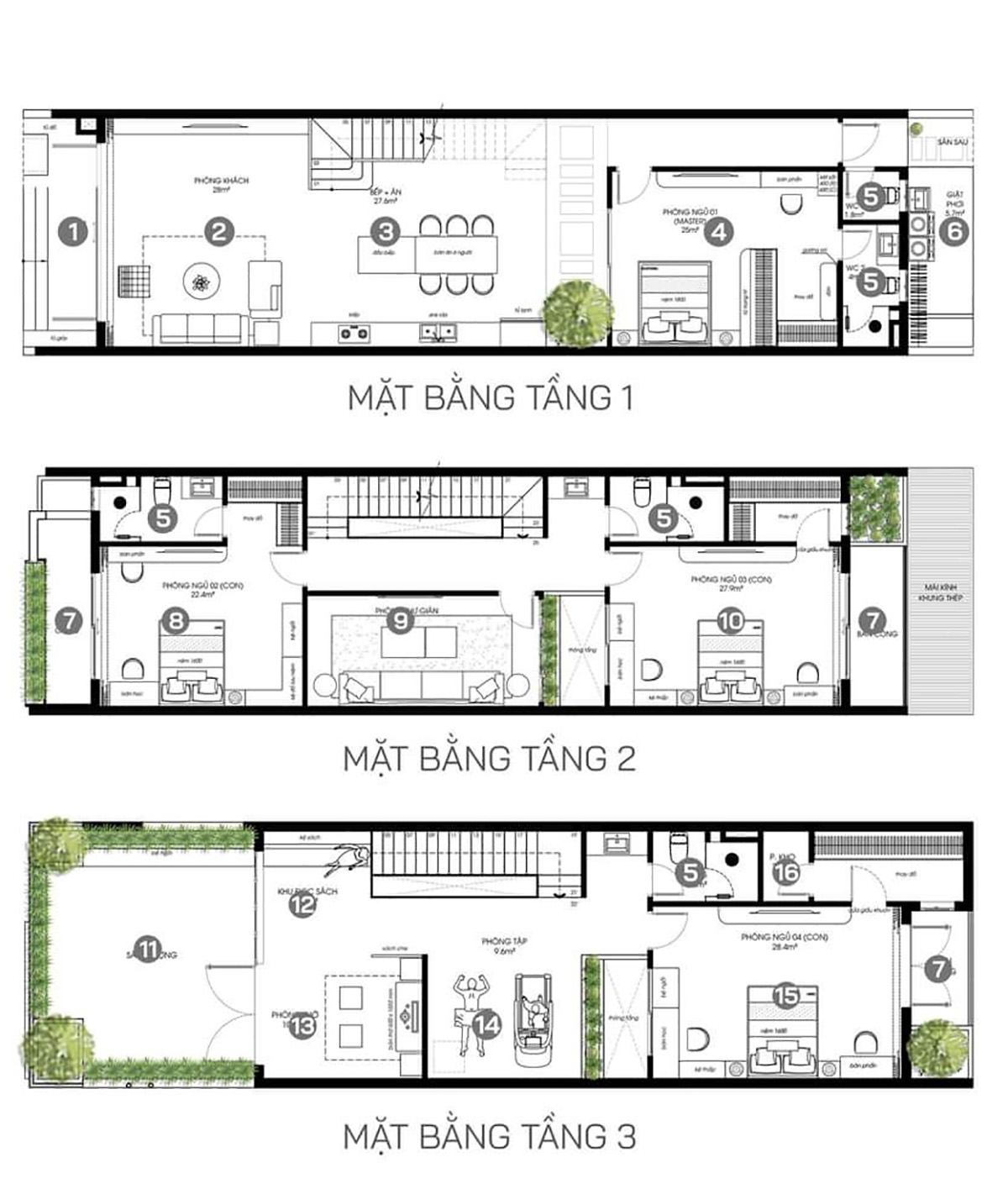 Bản vẽ thiết kế nhà ống 5x12m 3 tầng