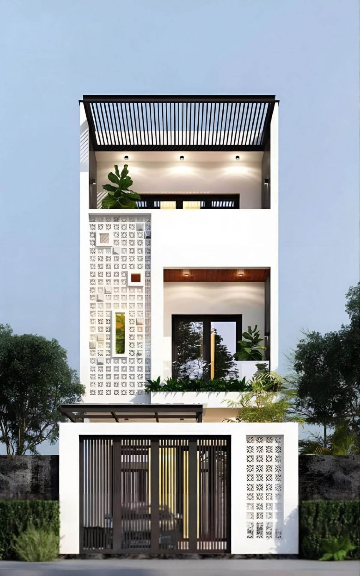 Mẫu thiết kế nhà phố 5x12 mái bằng