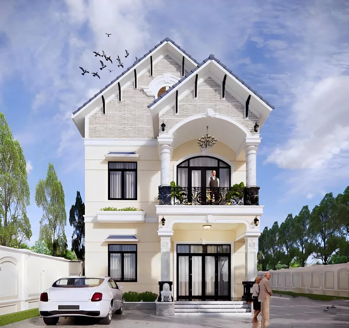 Mẫu thiết kế nhà phố 5x12 1 trệt 1 lầu 2 phòng ngủ