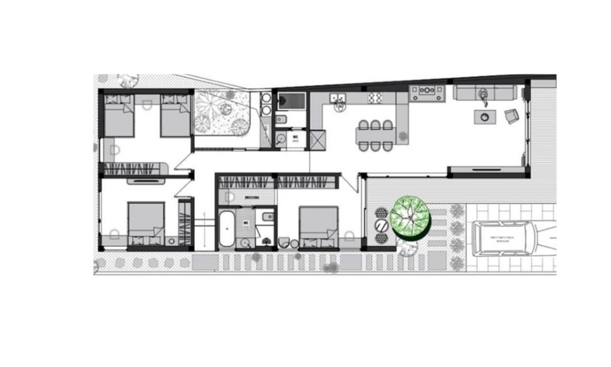 Bản vẽ mặt tiền thể hiện rõ chi tiết không gian sống