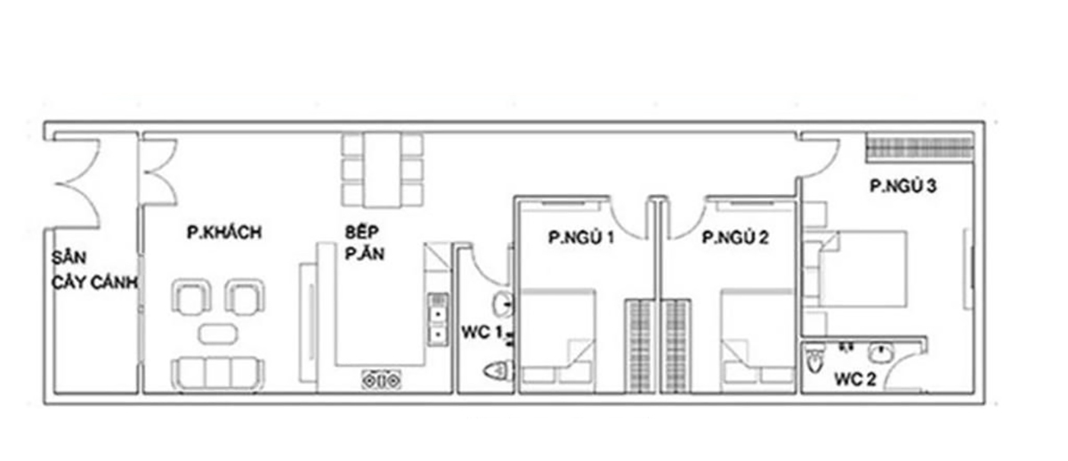 Không gian được phân chia đều theo thứ tự, đủ mặt tiền không gian xanh trước nhà
