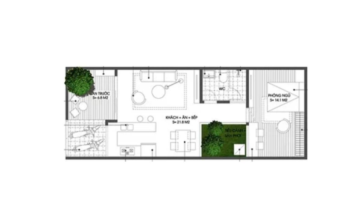 Cây xanh được trang trí trong nhà giúp điều hòa không khí, mang lại cảm giác mát mẻ.