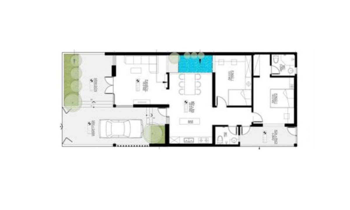 Mẫu thiết kế nhà 60m2 1 tầng có chỗ đậu Ôtô ngay trước nhà gần lối ra vào.