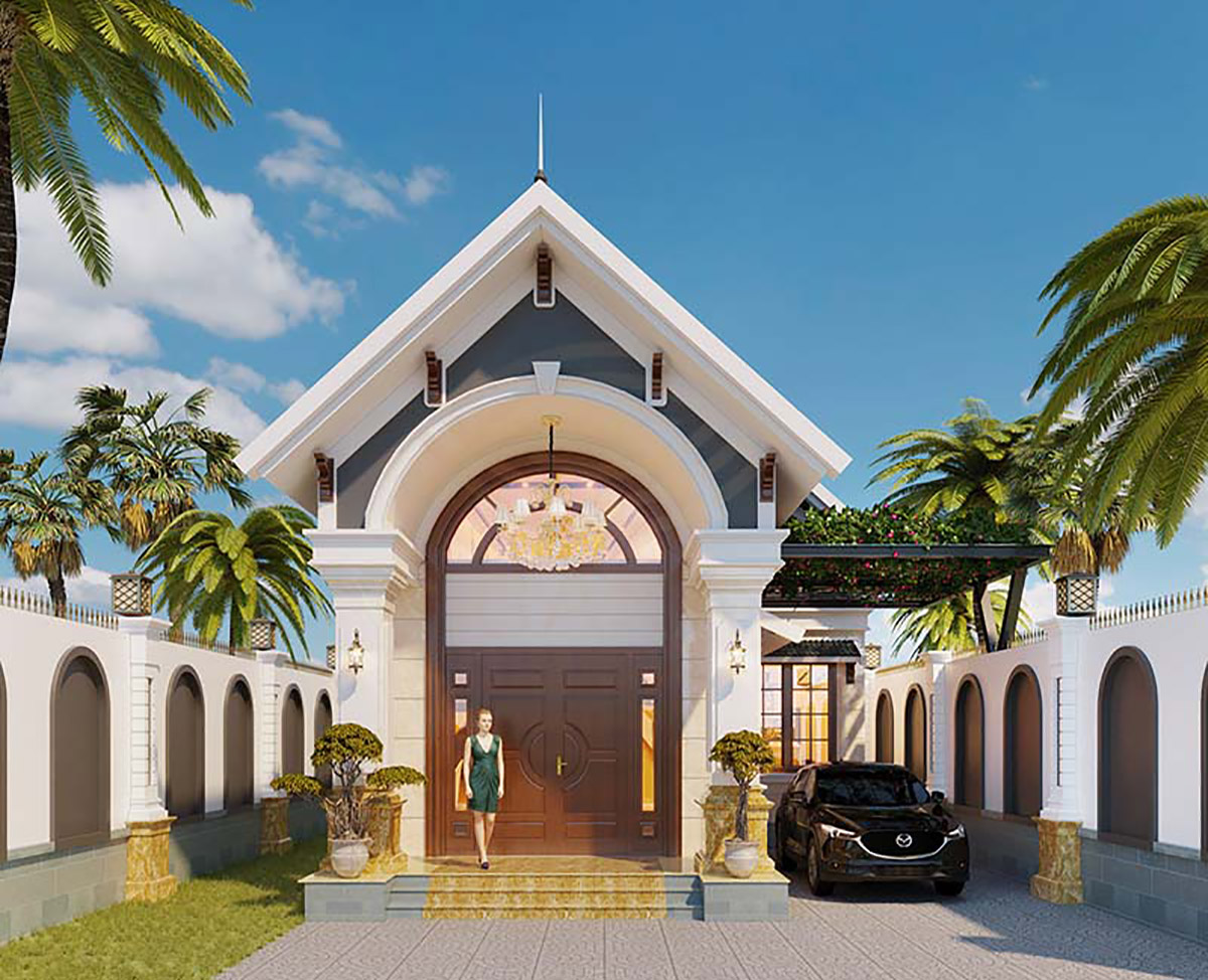 Mẫu thiết kế nhà 60m2 1 tầng mái Thái hiện đại và sang trọng, hòa hợp với thiên nhiên