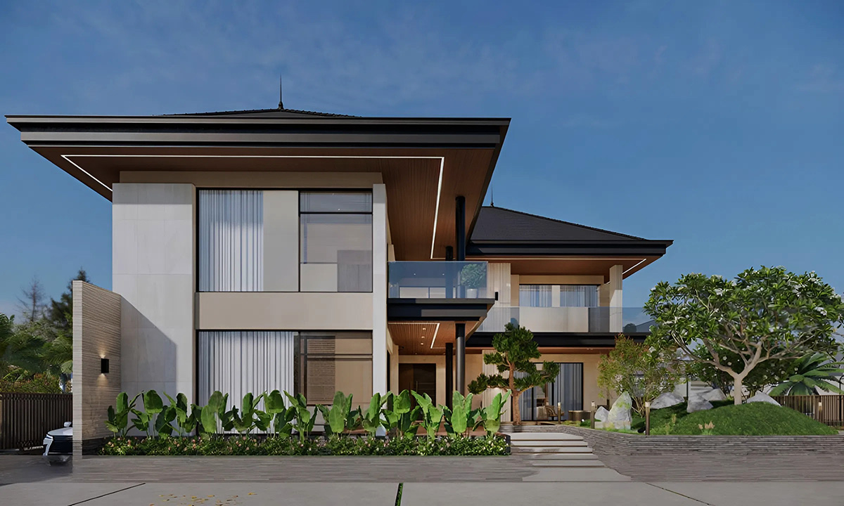 Nhà mái Nhật tạo nên sự bề thế, vững chãi cho ngôi nhà