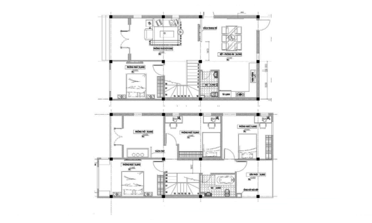 Bản vẽ nhà 2 tầng 8x12 đẹp ấn tượng đáng tham khảo
