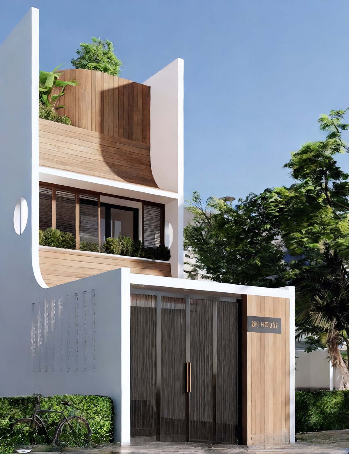 Mẫu nhà phố có gara 1 trệt 1 lửng 1 lầu mặt tiền 5m đẹp phá cách