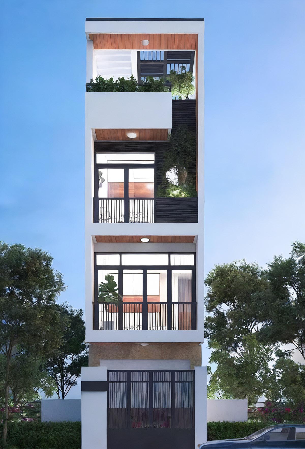 Mặt tiền nhà ống 1 trệt 3 lầu có gara để xe được nhiều gia chủ ưa chuộng