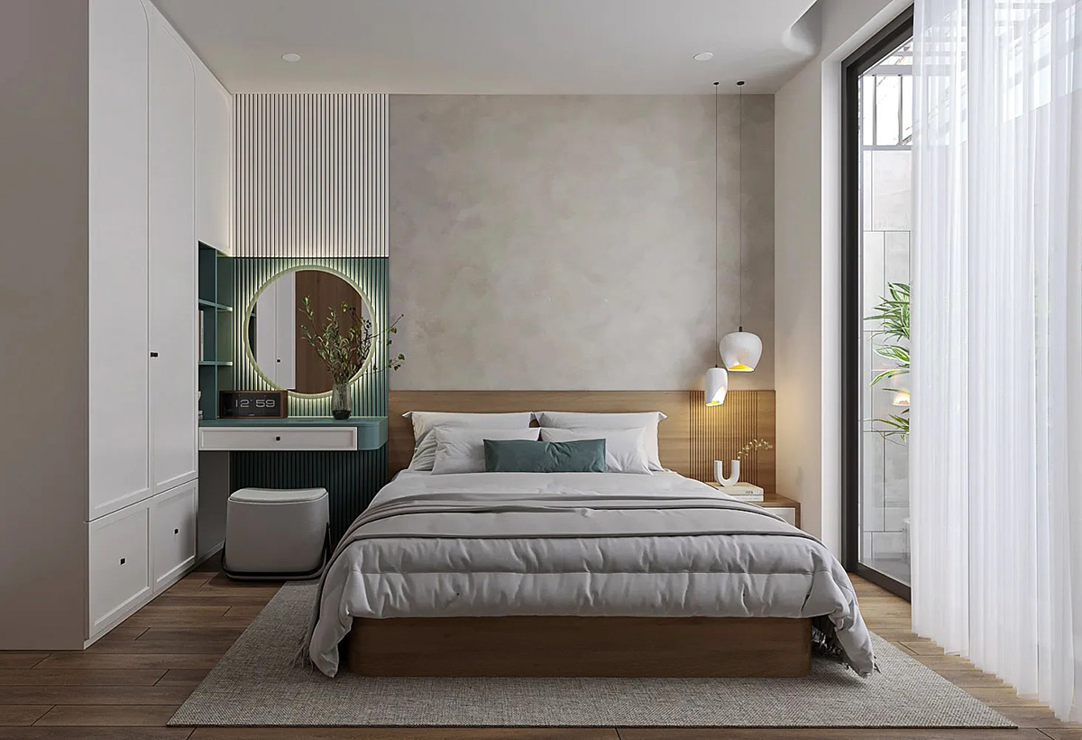 Nội thất phòng ngủ nhà có tầng hầm 5x20 với thiết kế sang trọng và hiện đại Nội thất phòng ngủ nhà có tầng hầm 5x20 với thiết kế sang trọng và hiện đại