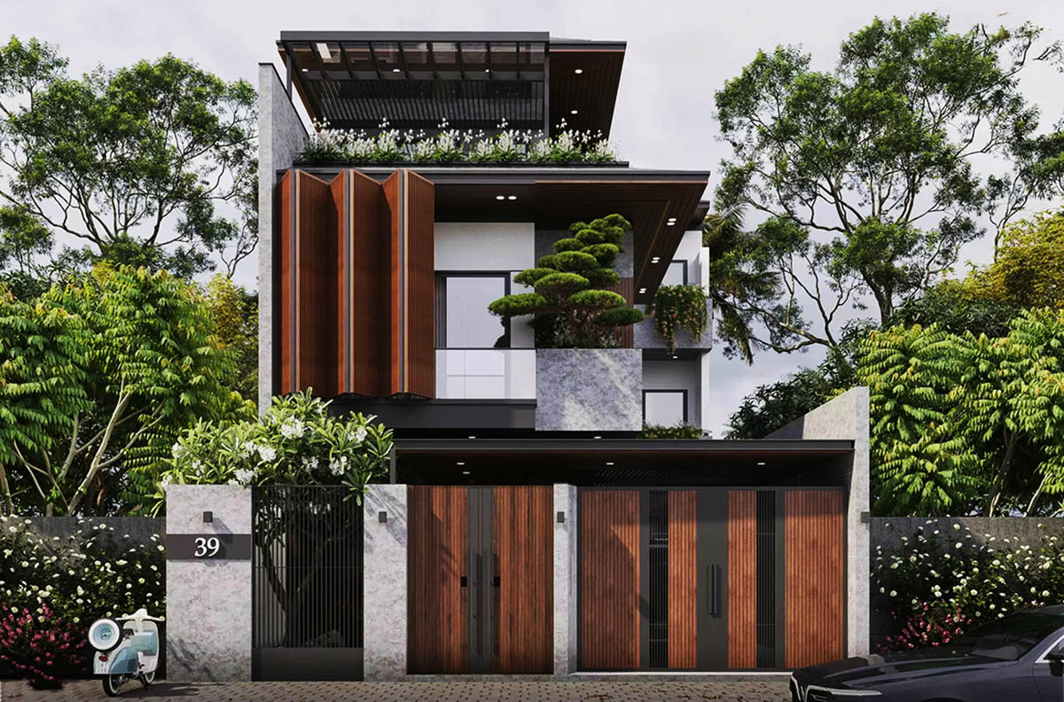 Thiết kế nhà ngang 10m sâu 5m với phong cách hiện đại