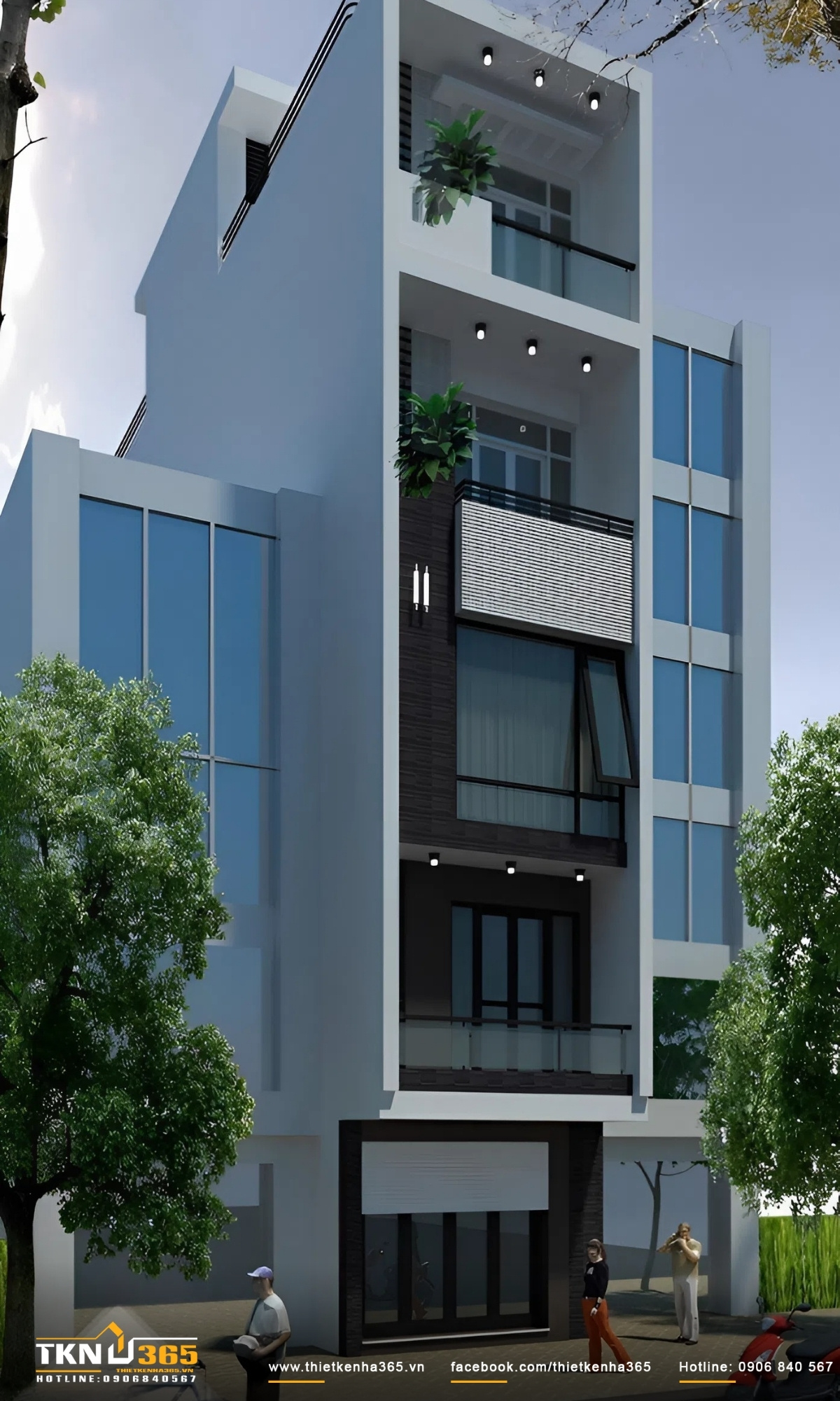 Mẫu nhà ống mặt tiền 4m 5 tầng phù hợp với nhiều loại hình kinh doanh