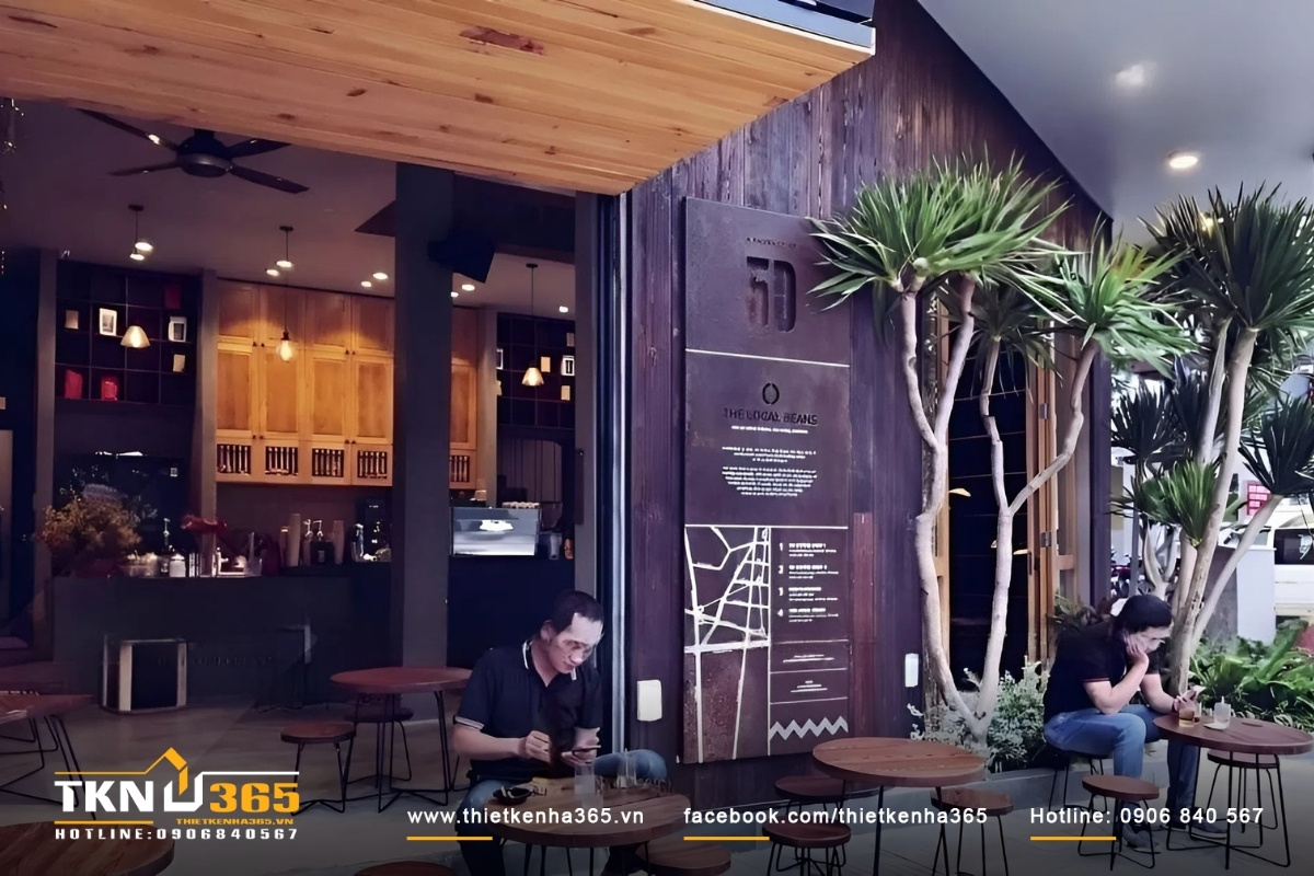 Thiết kế nhà đẹp 1 tầng vừa ở, vừa kinh doanh quán cafe