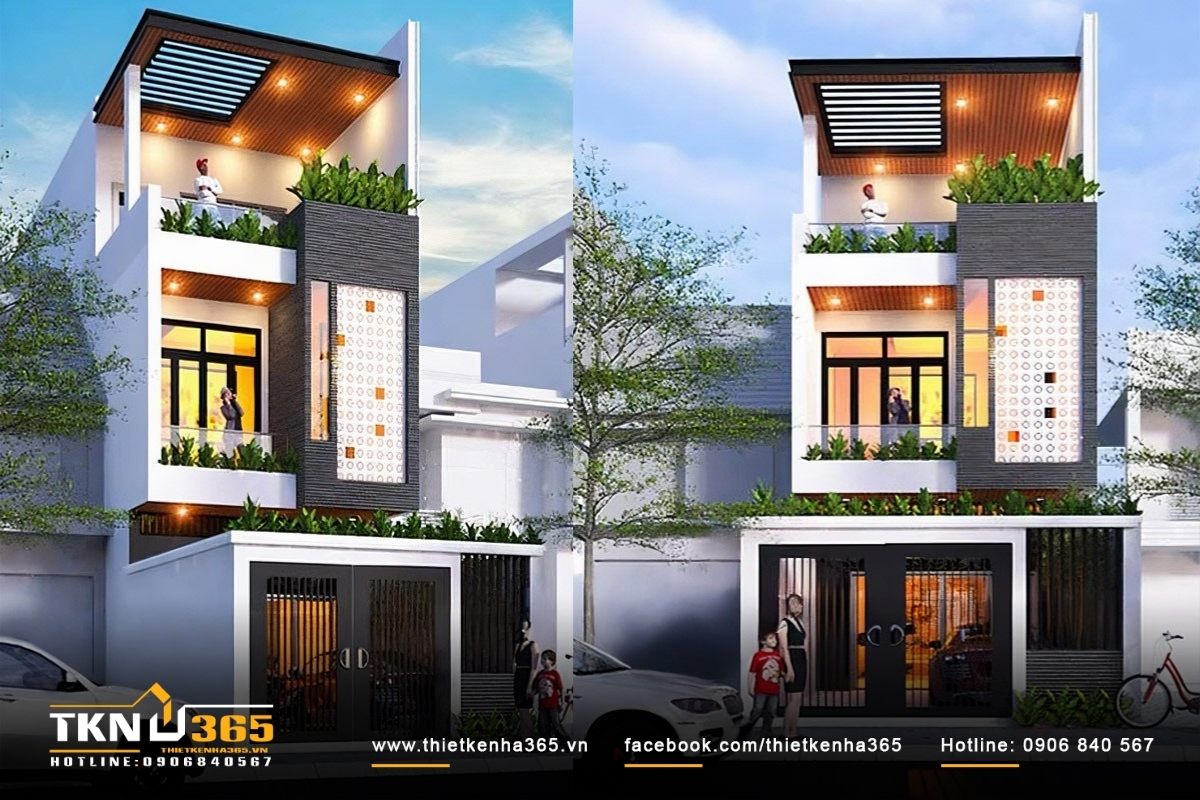 Thiết kế nhà phố 3 tầng 5x20m cho anh Nghĩa ở Đồng Tháp