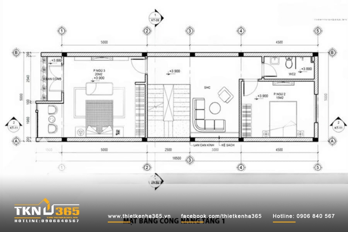 Mặt bằng công năng tầng 1 của ngôi nhà