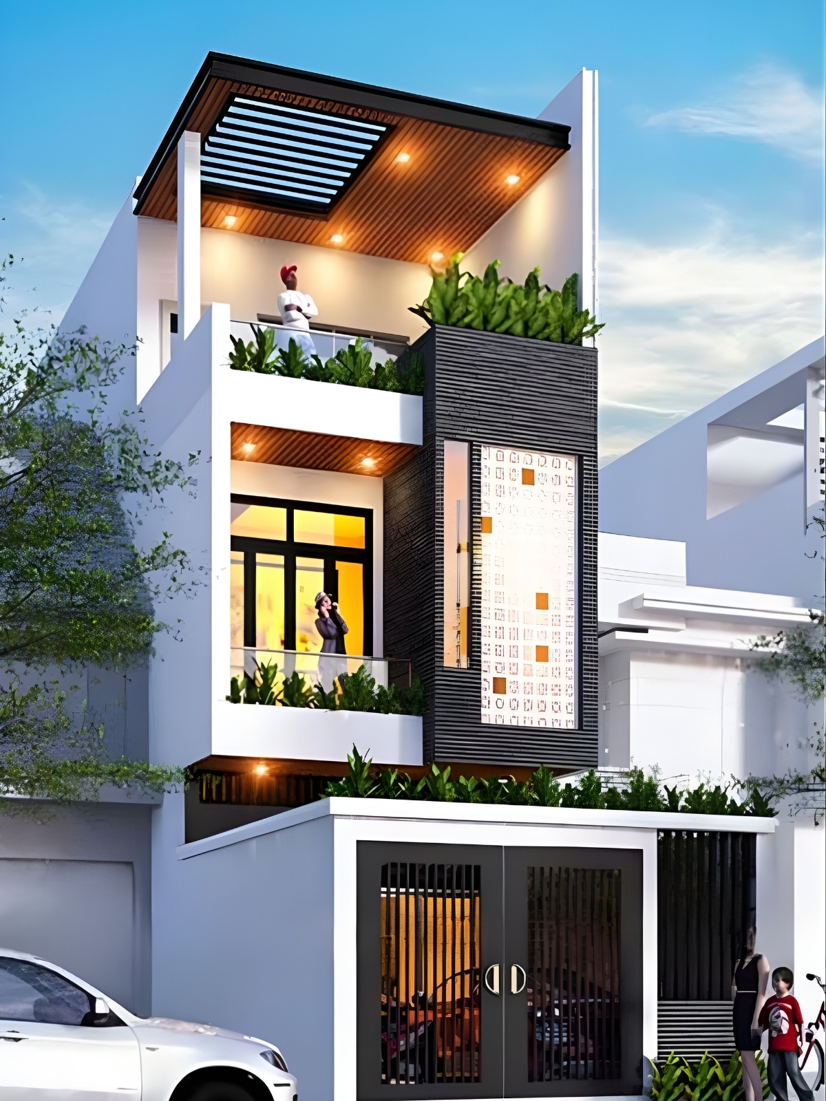 Không gian ngôi nhà mặt tiền 3 tầng tạo cảm giác sang trọng và thoải mái cho gia chủ