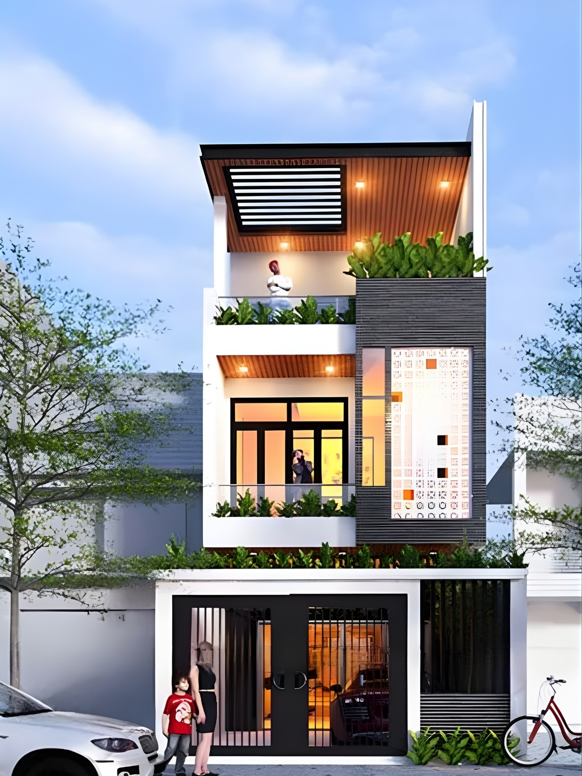 Ý tưởng thiết kế nổi bật của nhà phố 3 tầng 5x20m của anh Nghĩa tại Đồng Tháp