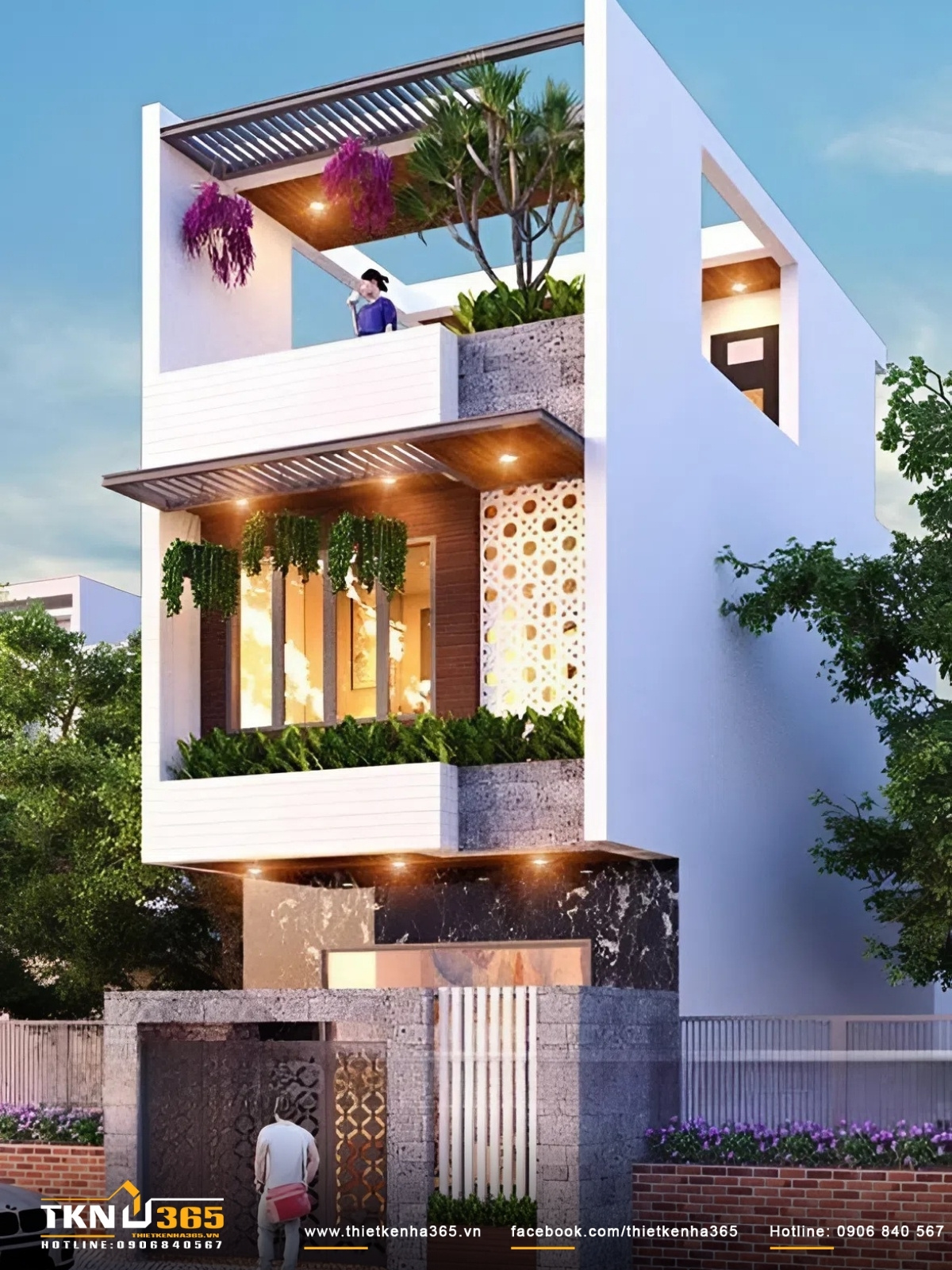 thiết kế thi công nhà phố 3 tầng 5x10m