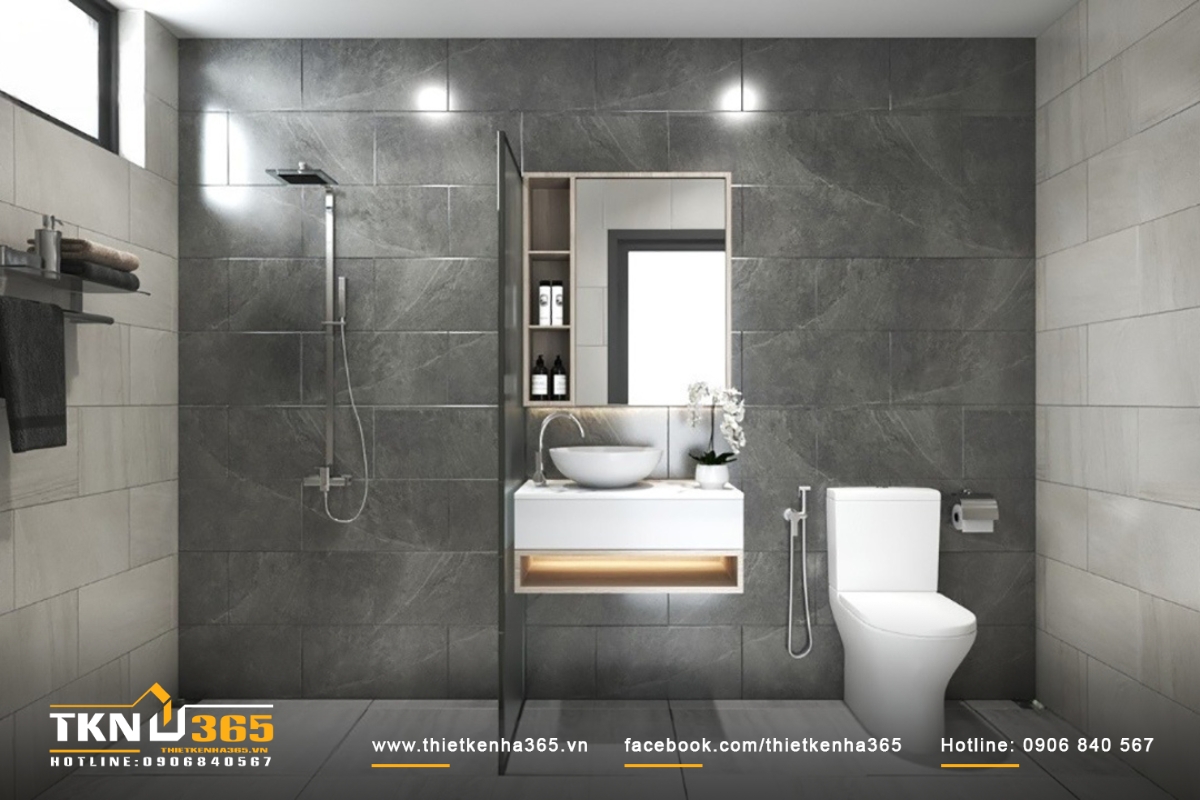 Nội thất toilet đơn giản tạo ra một không gian vệ sinh sạch sẽ và tiện nghi