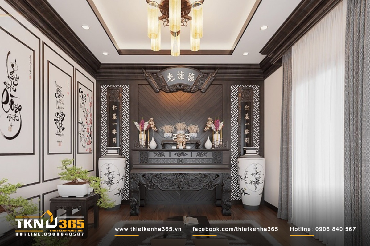 Nội thất của không gian phòng thờ thường được thiết kế để tôn vinh các giá trị tôn giáo và tạo cảm giác yên bình và tâm linh