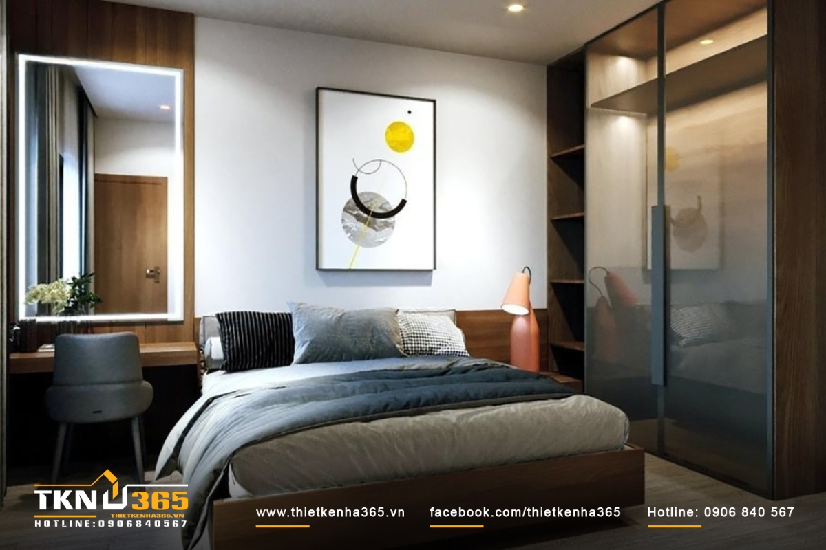 Giường là điểm nhấn trong phòng ngủ lớn và được chọn với thiết kế sang trọng và thoải mái. Một chiếc giường lớn với đệm êm ái và chăn ga mềm mại giúp tạo nên không gian nghỉ ngơi hoàn hảo.