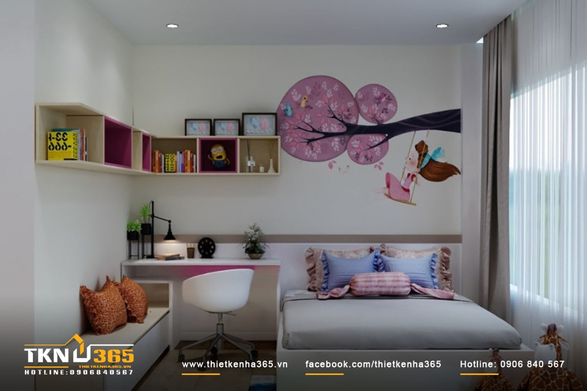 Màu sắc của nội thất thường sáng và đa dạng như xanh lá cây, vàng, hồng hoặc các màu sắc tươi sáng khác, tạo cảm giác vui tươi và trẻ trung