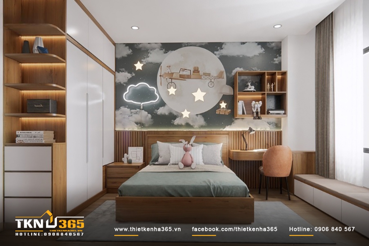 Nội thất phòng ngủ cho bé tạo ra một không gian vui tươi và sáng tạo, thích hợp cho sự phát triển và nghỉ ngơi của trẻ