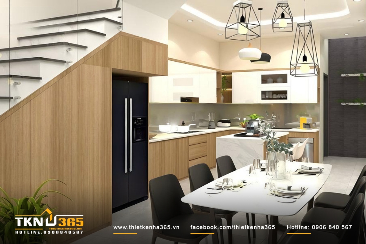Phòng bếp kết hợp phòng ăn tiện nghi, hiện đại