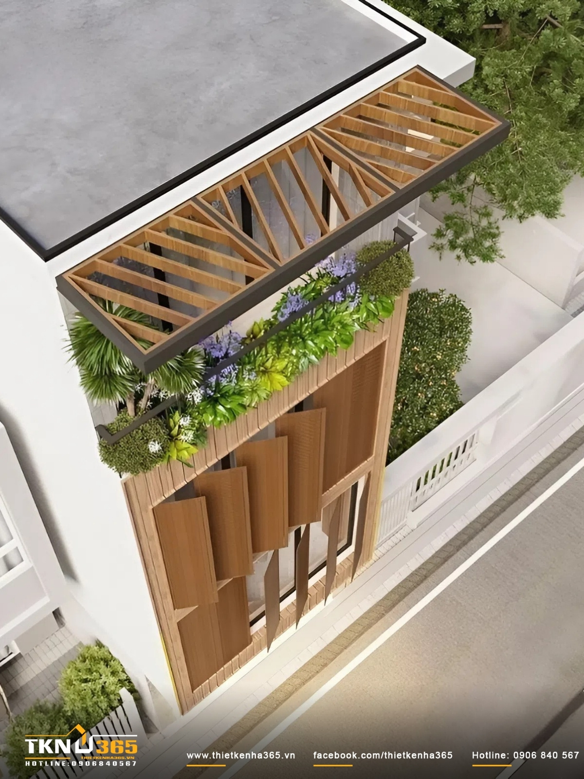 Mặt tiền nhà phố 6m được xử lý theo phong cách hiện đại