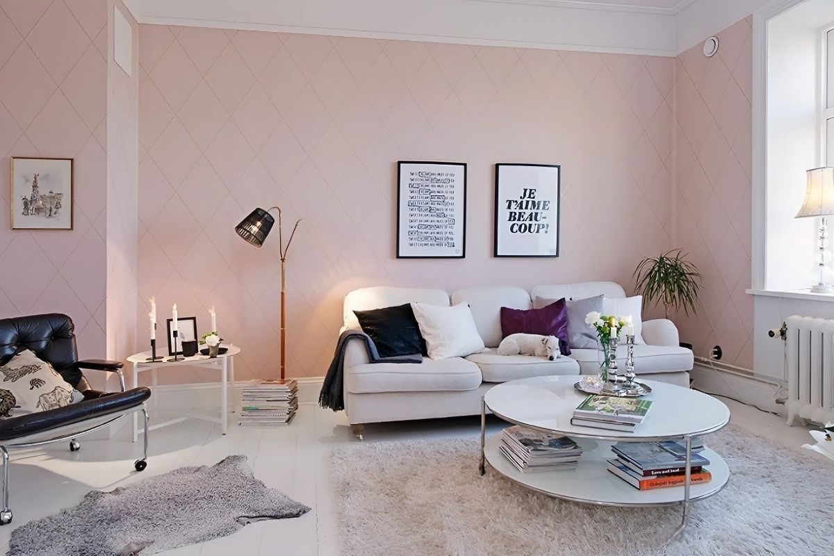 Tông màu hồng kem trong thiết kế nội thất