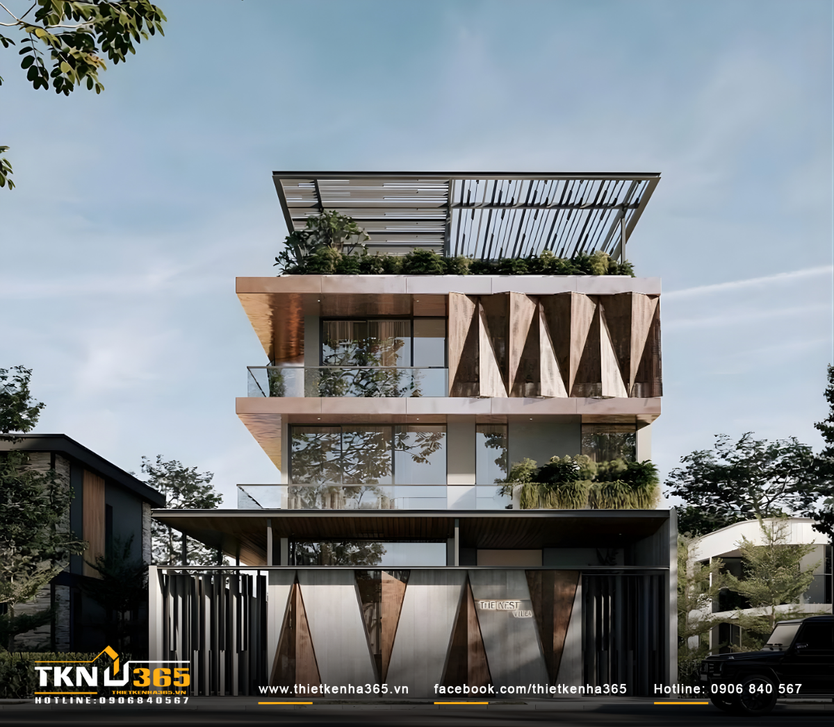 Thiết kế biệt thự 4 tầng theo phong c&aacute;ch hiện đại