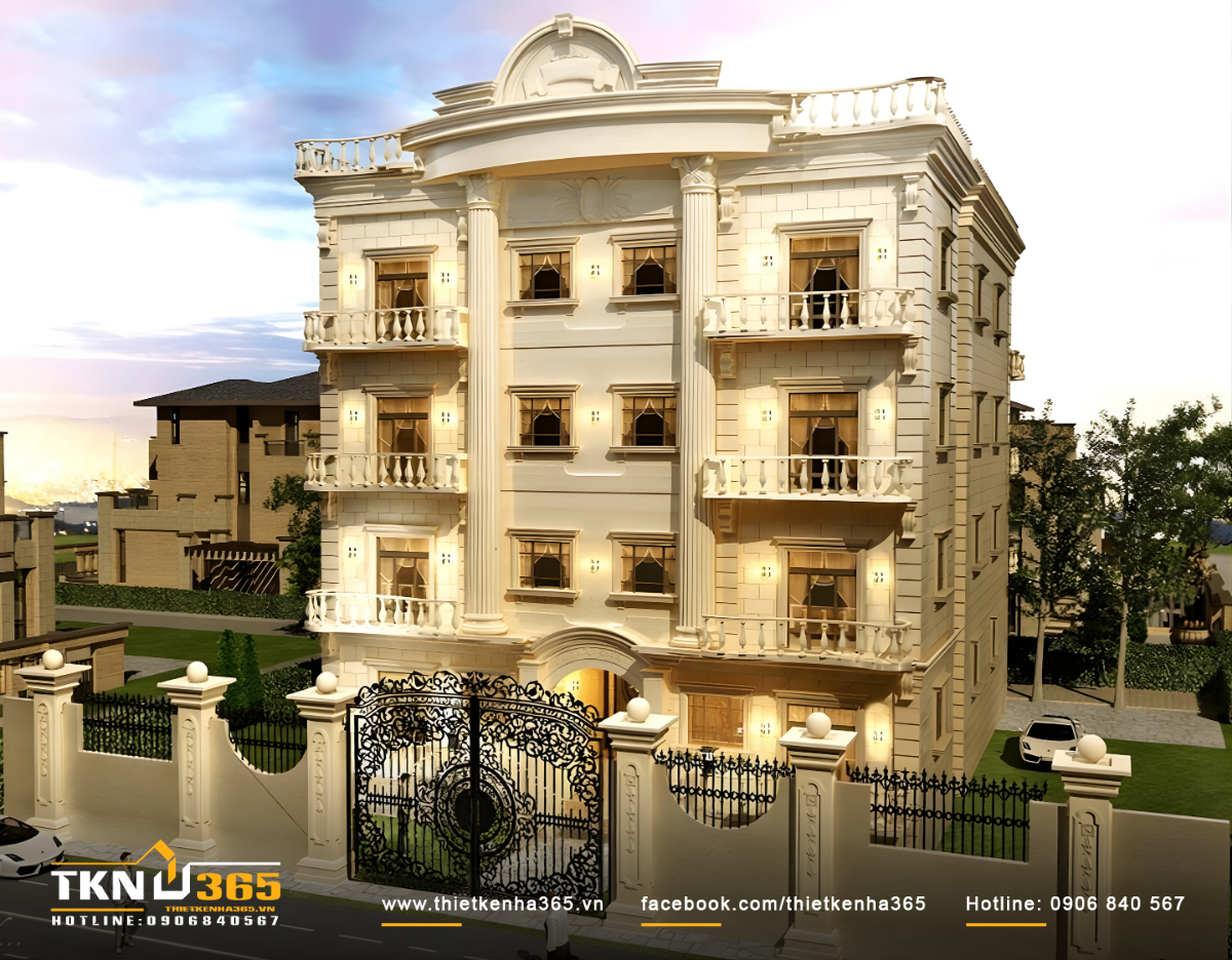 Thiết kế biệt thự 4 tầng theo phong c&aacute;ch ch&acirc;u &Acirc;u
