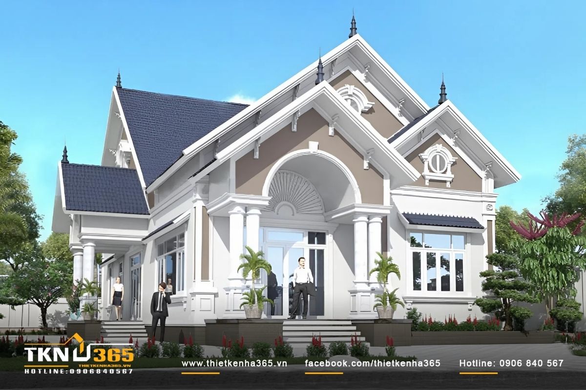 Mẫu nh&agrave; đẹp cấp 4 m&aacute;i th&aacute;i c&oacute; g&aacute;c lửng gi&uacute;p tiết kiệm diện t&iacute;ch nhưng vẫn đầy đủ c&ocirc;ng năng