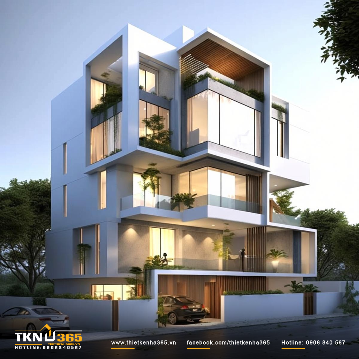 Thiết kế biệt thự 4 tầng t&iacute;ch hợp thang m&aacute;y trong nh&agrave;