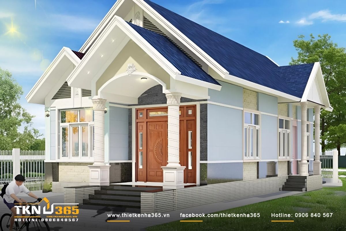 Mẫu nh&agrave; cấp 4 m&aacute;i th&aacute;i đẹp với 3 ph&ograve;ng ngủ, ph&ugrave; hợp cho c&aacute;c gia đ&igrave;nh trẻ hiện đại