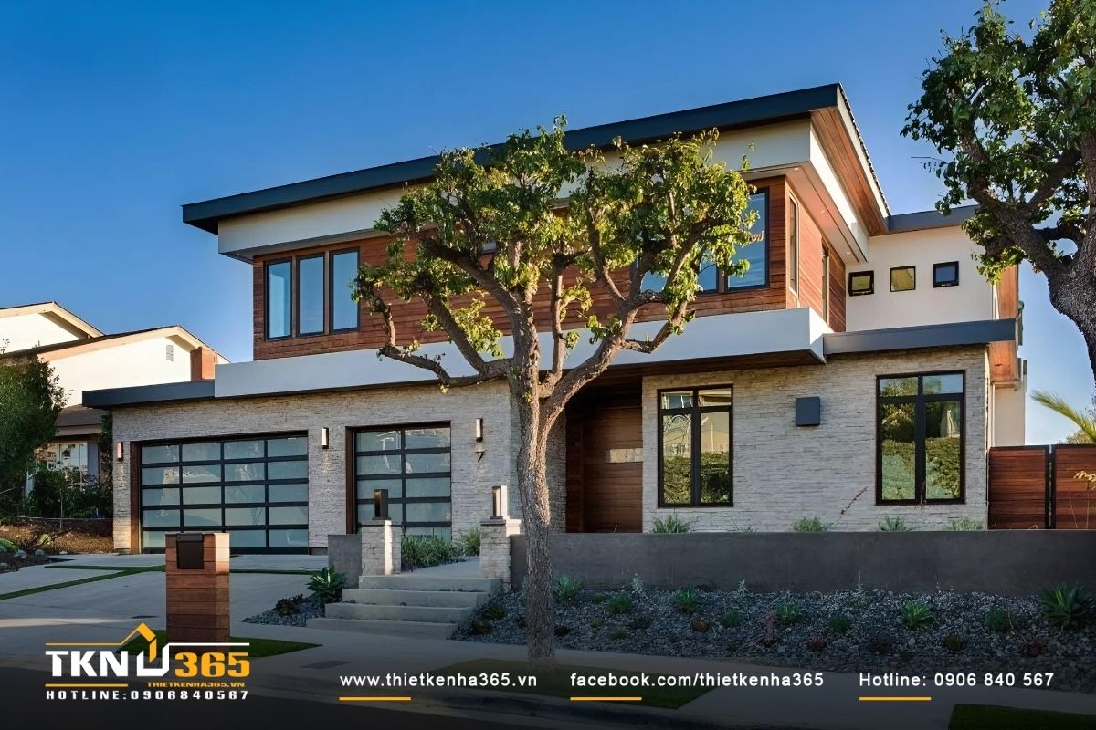 Thiết kế nhà mái bằng 2 tầng với vẻ đẹp ấn tượng