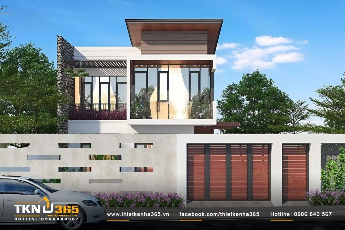 Toàn bộ mặt trước của tầng 2 được làm bằng kính cường lực