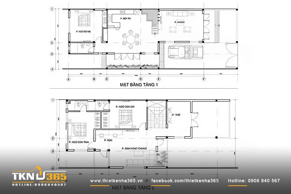 Mặt bằng công năng của ngôi nhà 2 tầng mái bằng đầy đủ tiện nghi