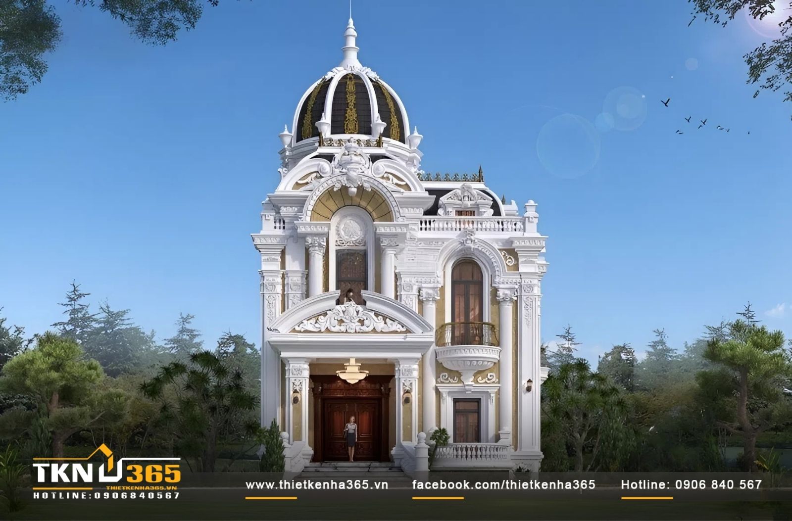 Biệt thự cổ điển 2 tầng đẹp độc đáo, thu hút mọi ánh nhìn