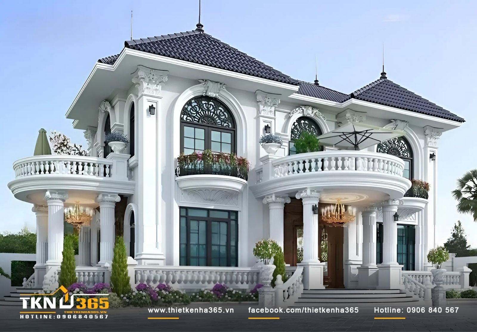 Mẫu biệt thự cổ điển với hệ mái đẹp đẳng cấp