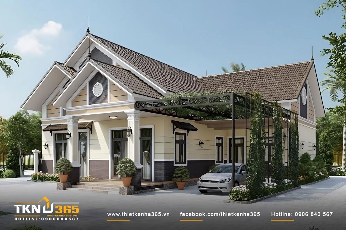 Trong tầm gi&aacute; 800 triệu, bạn sẽ sở hữu được mẫu thiết kế nh&agrave; cấp 4 m&aacute;i th&aacute;i với đầy đủ tiện nghi, diện t&iacute;ch rộng r&atilde;i.