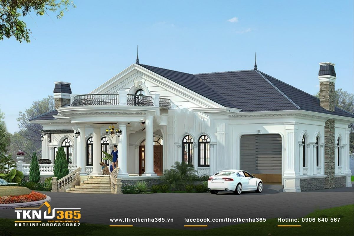 Mặt tiền nhà kiểu Pháp 1 tầng chi phí hợp lý