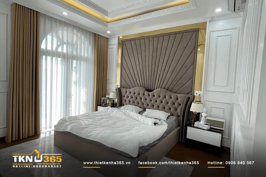 Ph&ograve;ng ngủ được trang tr&iacute; v&agrave; sắp xếp tho&aacute;ng đ&atilde;ng, tạo kh&ocirc;ng gian ri&ecirc;ng tư