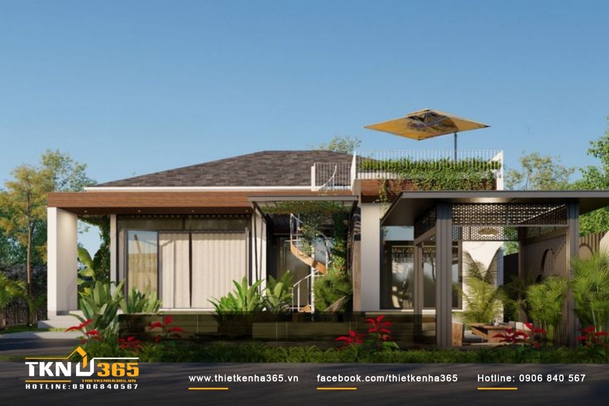 Mẫu thiết kế nhà 1 tầng mái Nhật đẹp độc đáo