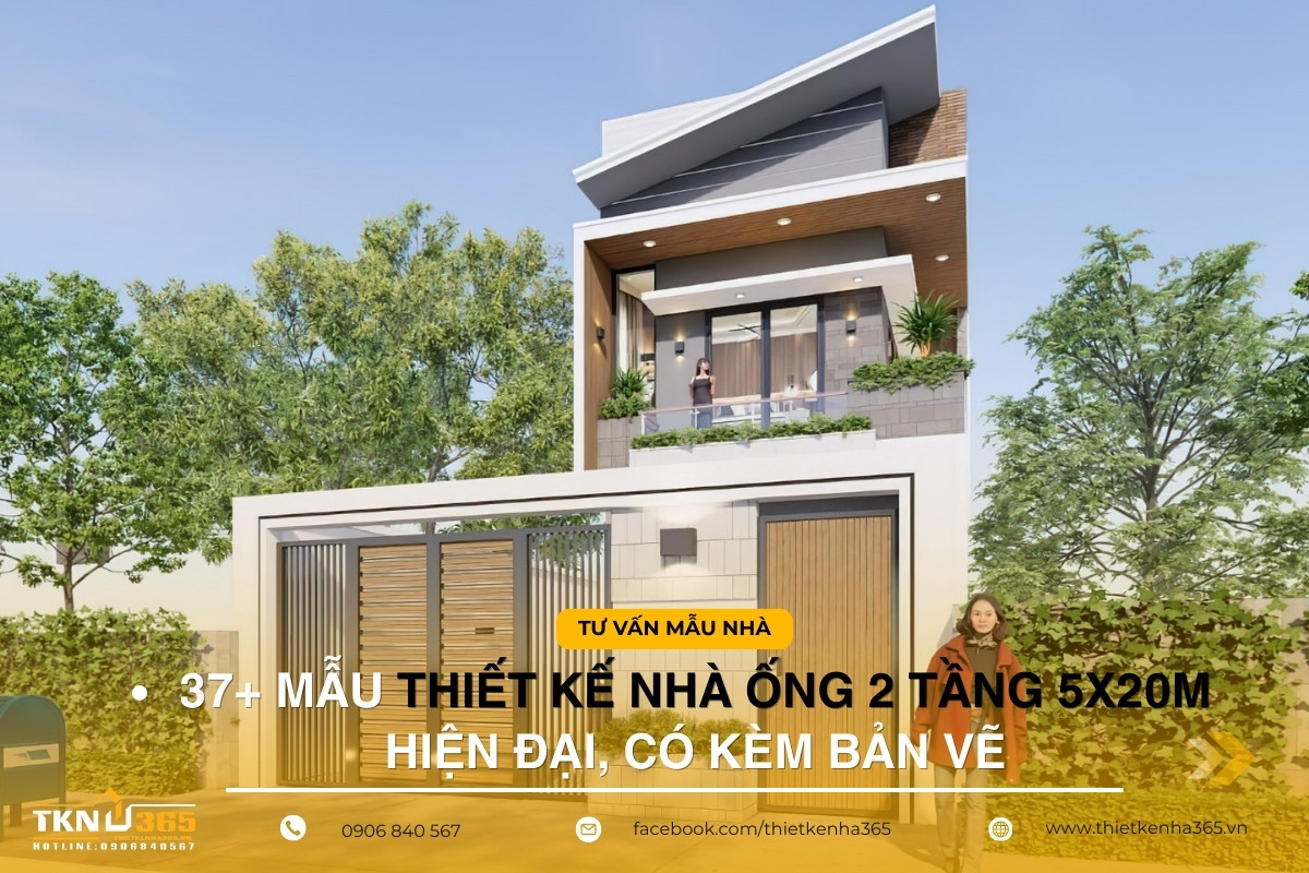 Mẫu thiết kế nhà ống 2 tầng 5x20m