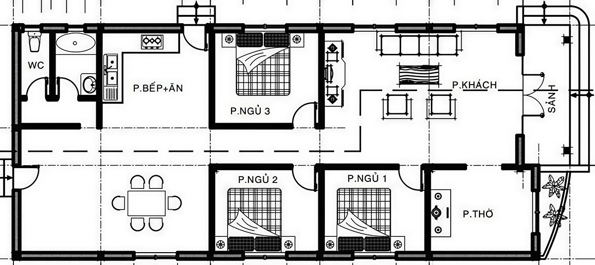 Bản vẽ thiết kế nhà ngang 8m 1 tầng Bản vẽ thiết kế nhà ngang 8m 1 tầng