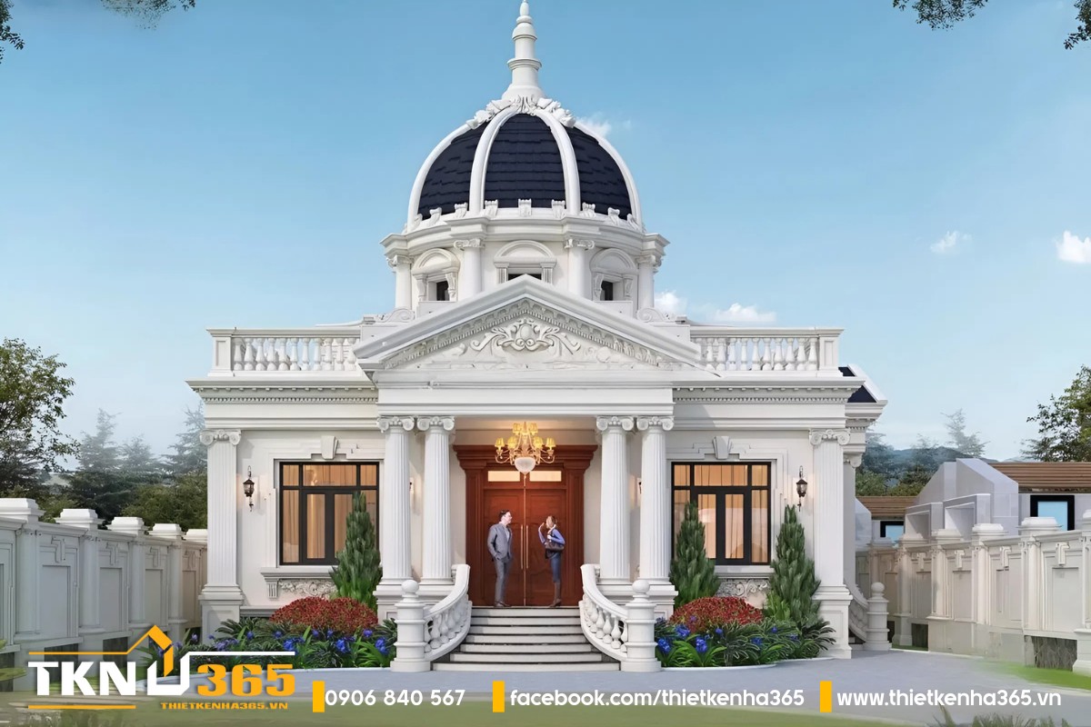 Biệt thư tân cổ điển 1 tầng mái Mansard 1 tum nổi bật