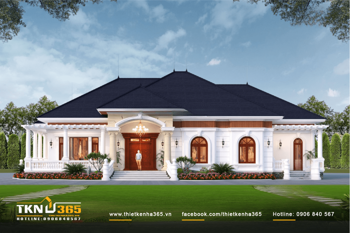 Biệt thự tân cổ điển 1 tầng có không gian sống thuận tiện, thoải mái